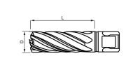 DNHC-40225 Корончатое сверло по металлу, HSS-E, 22,5*50 мм, универсальный хвостовик 19 мм