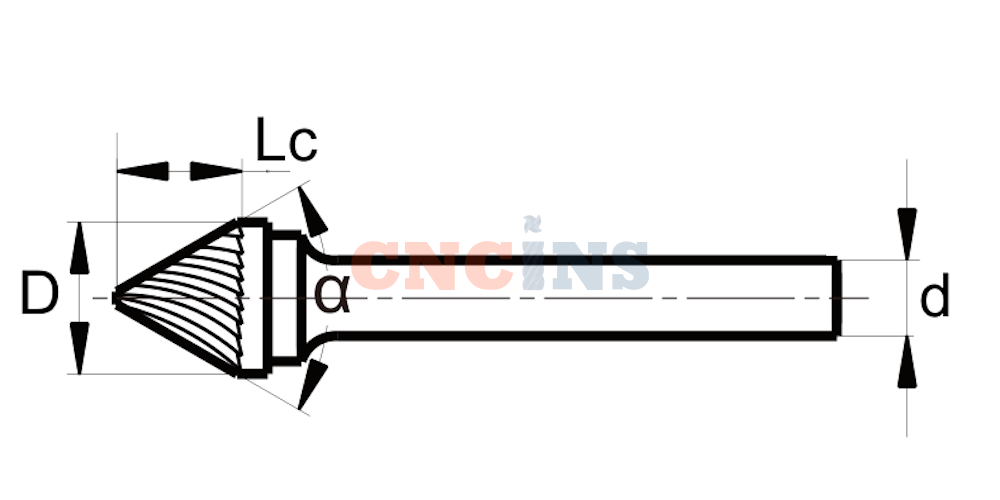  J - Коническая с углом 60° 