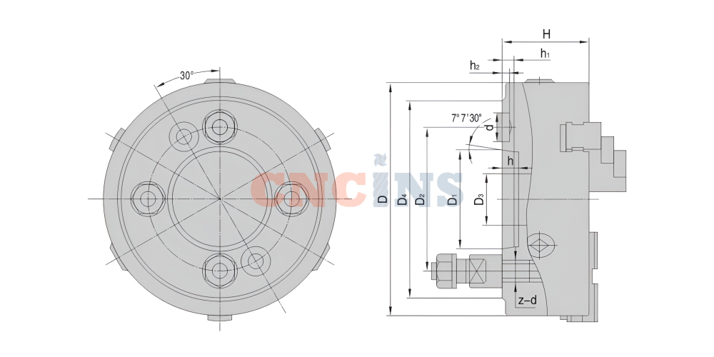  Патрон токарный K11-C (3 кулачка, фланец тип C) 