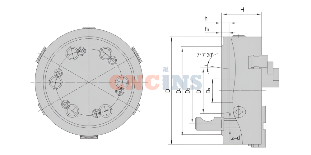  Патрон токарный K11-D (3 кулачка, фланец тип D) 
